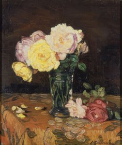 Blumenvase mit Rosen – 1931 – Öl auf Leinwand – 50 × 43 cm von Ignacio Zuloaga y Zabaleta