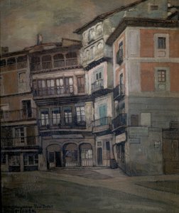 Spanisches Dorf – Landschaft von Kastilien – Öl auf Leinwand – 93 × 77 cm