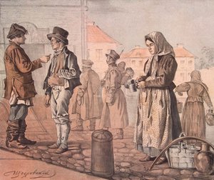 Straßenmilchverkäufer aus der Serie Das sind unsere Leute, 1842 von Ignati Stepanovich Shchedrovsky
