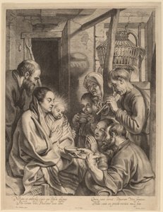 Die Anbetung der Hirten von Ignatius Cornelis Marinus after Jacob Jordaens