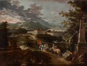 Landschaft mit Schloss Stattenberg von Ignaz Flurer