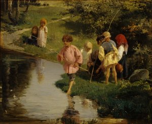 Kinder beim Angeln, 1882