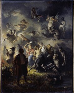 Nacht auf dem kahlen Berge. Feier der Sommersonnenwende, das slawische Fest von Ivan Kupala (entspricht dem Johannisfest), das traditionelle Figuren des Heidentums mit der orthodoxen christlichen Tradition vermischt. von Illarion Mikhailovich Pryanishnikov