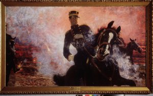 König Albert I. von Belgien bei der Explosion des Damms 1914
