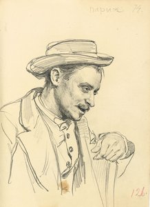 Mann mit Hut im Profil von Ilya Efimovich Repin
