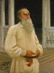 Porträt des Autors Graf Lew Nikolajewitsch Tolstoi, 1916 von Ilya Efimovich Repin