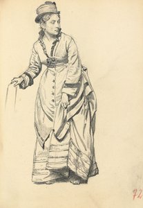 Stehende Frau, die ihr Kleid hält, ca. 1872-1875 von Ilya Efimovich Repin