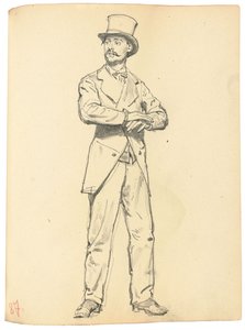 Studie für "Ein Pariser Café": Stehender Mann mit Hut, Beine auseinander, ca. 1872-1875 von Ilya Efimovich Repin