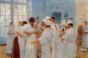 Chirurg Yevgeni Vasilyevich Pavlov im Operationssaal von Ilya Efimovich Repin