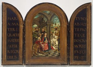 Anbetung der Heiligen Drei Könige, wahrscheinlich 17. Jahrhundert von Imitator of Netherlandish