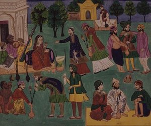 Sitten und Gebräuche, eine von vier Zeichnungen, die die Herstellung und den Gebrauch von Betäubungsmitteln darstellen, von einem Künstler aus Amritsar, Punjab, ca. 1870 von Indian School