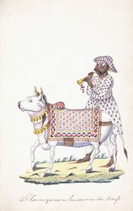 Ein Mann mit seinem Ochsen, ca. 1825 von Indian School