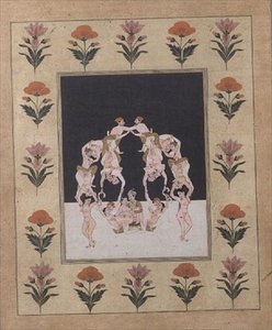 Ein Liebespaar auf einer Schaukel aus anderen verschlungenen Liebenden, ca. 1830 von Indian School