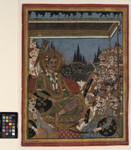 Ein Prinz im Darbar unter einem Baldachin, ca. 1880 von Indian School