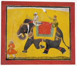 Ein Raja reitet auf einem Elefanten, ca. 1690