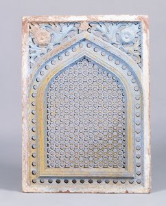Ein roter Sandstein-Jali-Bogen in einem Rahmen mit einem Sternmotiv, 18. Jahrhundert von Indian School