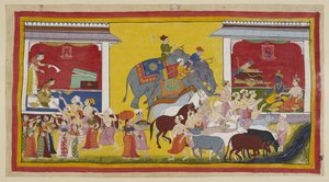 Rama konnte Sita und Laksmana nicht davon abhalten, ihn zu begleiten, und die drei geben nun alles, was sie besitzen, weg. In einem Pavillon auf der linken Seite verteilt Sita ihre Juwelen und Kleider an die Stadtbewohner, während der Brahmane Su von Indian School