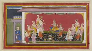 Bharata und Shatrughna haben die Totenriten für ihren Vater vollzogen und vierzehn Tage später, nach der vorgeschriebenen Trauerzeit, bringen die Priester unter der Leitung von Vasistha und die Minister die notwendigen Artikel für die Krönung zu Bharata
