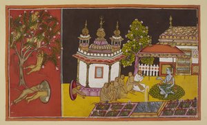 Die Affen finden den Eingang zu einer verlockenden Höhle, während sie verzweifelt nach Sita suchen von Indian School