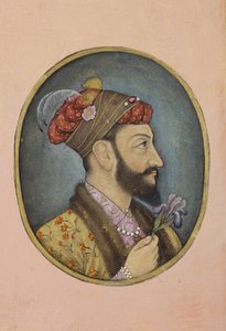 Aurangzeb Bahadur hält eine Iris von Indian School