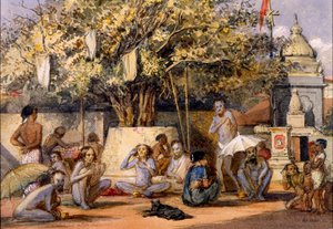 Byragis, hinduistische religiöse Bettler, die sich auf ein Fest vorbereiten, Beach Candy, Bombay