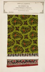 Baumwoll-Palempore- oder Bettdeckenprobe aus Futtygurgh in Bengalen, aus The Collection of the Textile Manufacturers of India, von John Forbes Watson, veröffentlicht 1866 von Indian School