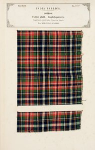 Baumwollprobe mit Chetee (Chintz) Druck aus Arcot in Madras, aus The Collection of the Textile Manufacturers of India, von John Forbes Watson, veröffentlicht 1866 von Indian School