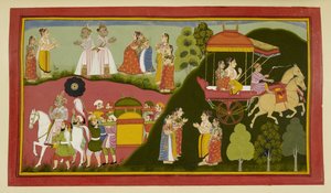 Dasaratha und seine Königinnen kehren nach Ayodhya zurück und lassen Rishyasringa und Shanta zurück von Indian School