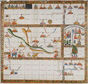Entwurf für das Spiel Schlangen und Leitern, 1800 von Indian School