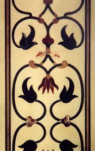 Detail der Intarsienarbeit an einer Außenwand, ca. 1631-54 von Indian School