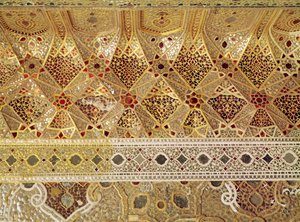 Detail der Spiegelgalerie, Sheesh Mahal, Lahore Fort von Indian School