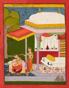 Dhanasri Ragini, Folio aus einem Ragamala, ca. 1680 von Indian School