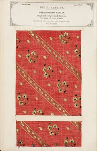 Dicht bestickte Musselinprobe aus Madras, aus The Collection of the Textile Manufacturers of India, von John Forbes Watson, veröffentlicht 1866 von Indian School