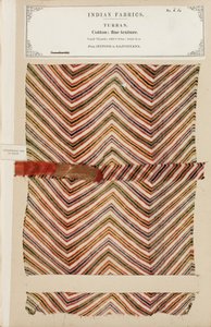 Feine Baumwollturbaneprobe aus Jeypoor in Rajpootana, aus The Collection of the Textile Manufacturers of India, von John Forbes Watson, veröffentlicht 1866