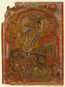 Harinegameshin trägt den Embryo, Fragment eines Blattes aus einem verstreuten Kalpasutra
