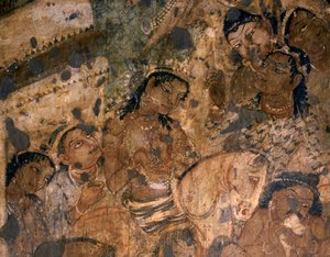 Indische Kunst: Fresko in der buddhistischen Höhle Nr. 19, 2. Jahrhundert v. Chr.