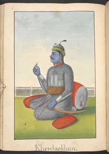 Khara und Dushana, Dämonenbrüder, die gegen Rama und Lakshmana kämpften, hier als ein Dämon verbunden von Indian School