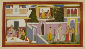 König Dasaratha und seine Königinnen begrüßen Rishyasringa und Shanta von Indian School