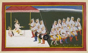 König Sagara befiehlt seinen Söhnen, das Opferpferd zu finden von Indian School