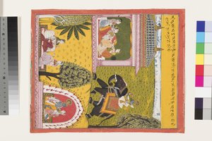 Krishna kommt zur liebeskranken Radha, ca. 1700 von Indian School