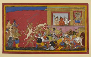 Kumbha und Nikumbha kämpfen gegen Affen; Dämonen berichten Ravana von Indian School