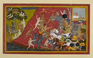 Lakshmana, Hanuman und Vibhishana greifen Indrajit an; Nachrichten erreichen Rama von Indian School