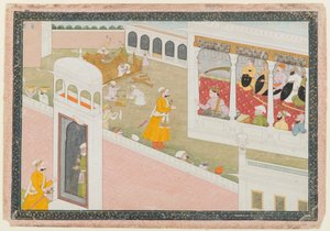 Blatt aus einer verstreuten Hamir Hath Serie, 1800-1810 von Indian School