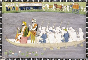 Maharaja Gulab Singh auf dem Wular-See in Kaschmir, ca. 1840 von Indian School
