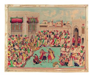 Maharaja Sher Singh und Begleiter beobachten eine Tanzaufführung, ca. 1850 von Indian School