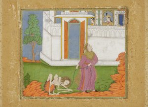 Majnun ist auf einen erbärmlichen Zustand reduziert, ca. 1700 von Indian School