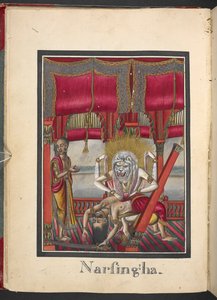 Mensch-Löwe-Inkarnation von Vishnu, Narasimha-Avatara, vierte Inkarnation von Vishnu von Indian School