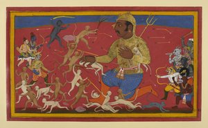 Affen und Götter greifen Kumbhakarna an von Indian School