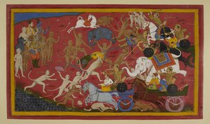 Affen kämpfen gegen Ravanas Verwandte; Angada tötet Narantaka von Indian School