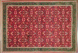 Mughal-Teppich mit Blüten- und Gittermuster, Nordindien von Indian School
